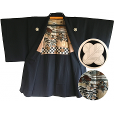 Chushingura Men's Vintage Samurai Haori Kimono Jacket Takanohane Montsuki "Made in Japan"